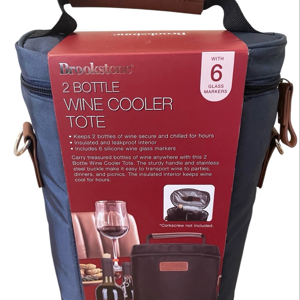 Brookstone 2 Bottle Wine‎ Cooler Tote. NWT
